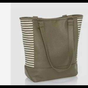 THIRTY ONE OOH-LA-LA OLIVE PEBBLE COLORBLOCK TOTE